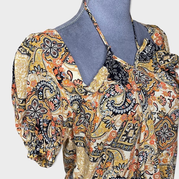 Cupcakes + Cashmere Golden Paisley Blouse Sz XS - Picture 10 of 16